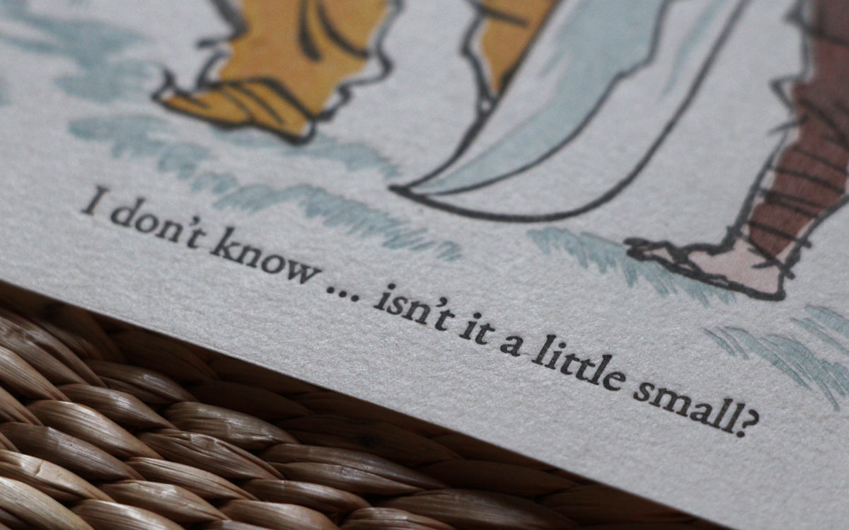 The captions are hand-printed 'letterpress'